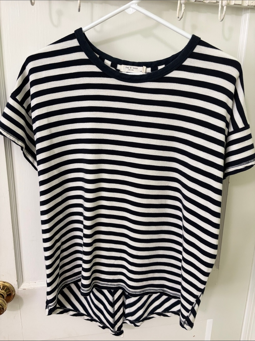 rag & bone navy and White Striped Short Sleeve Tee